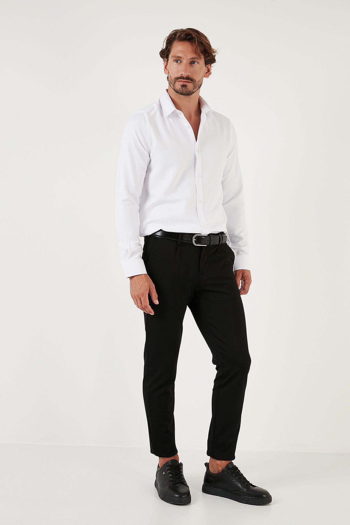 Buratti Pamuk Karışımlı Uzun Kollu Slim Fit Erkek Gömlek CF23S7493 BEYAZ