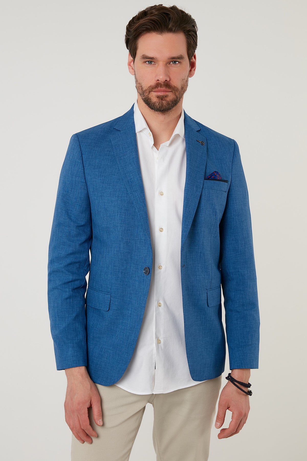 Buratti Slim Fit 6 Drop Tek Yırtmaçlı Blazer Erkek Ceket NİPOYE KOYU MAVİ