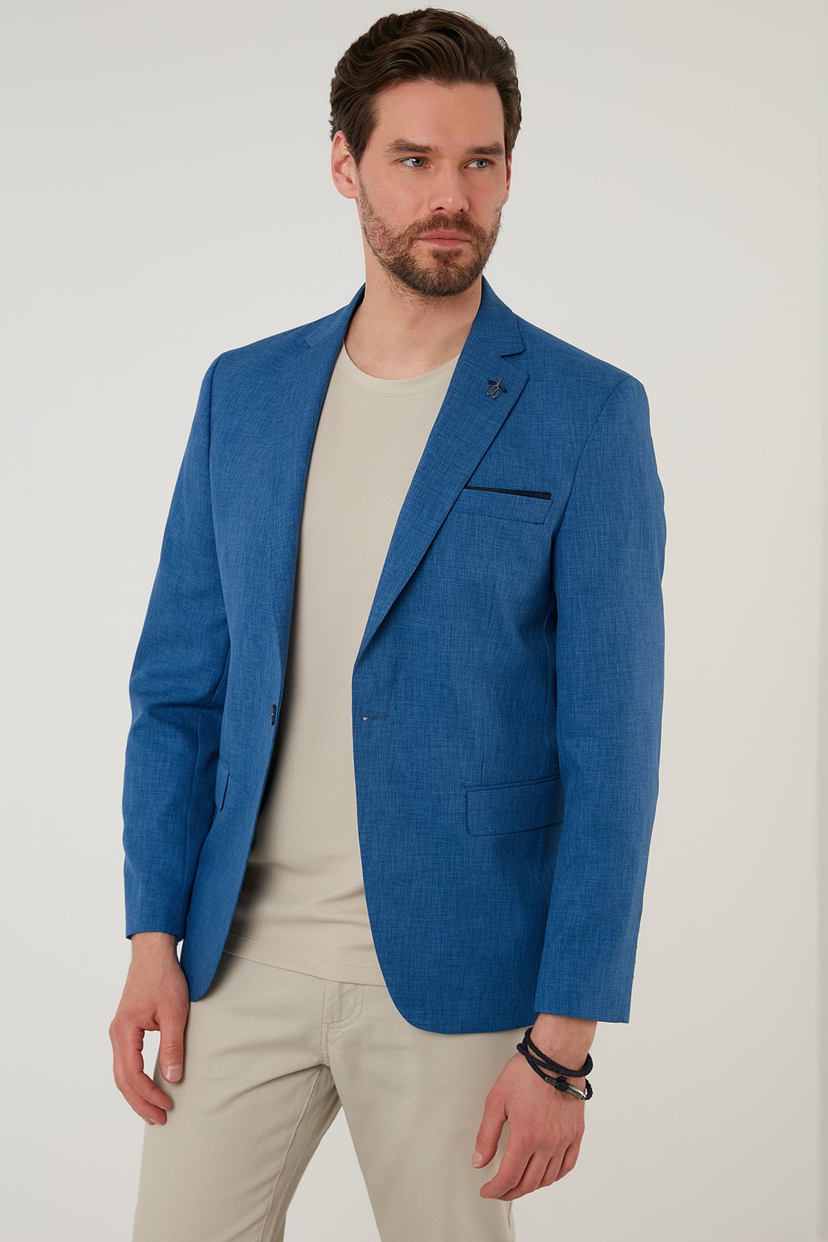 Buratti Slim Fit 6 Drop Tek Yırtmaçlı Blazer Erkek Ceket NİPOYE KOYU MAVİ