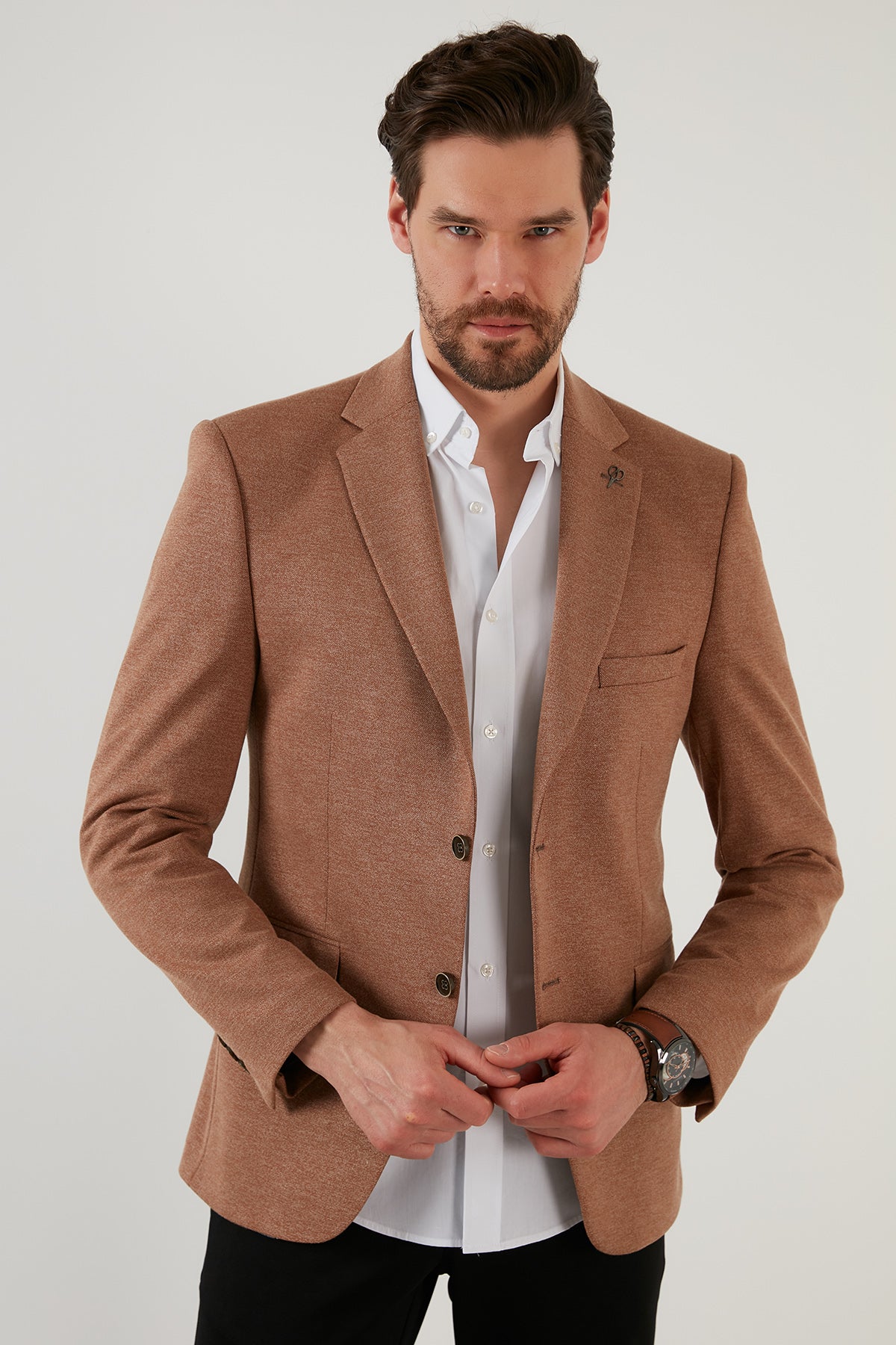 Buratti Slim Fit 6 Drop Çift Yırtmaçlı Blazer Erkek Ceket SAVUE CAMEL