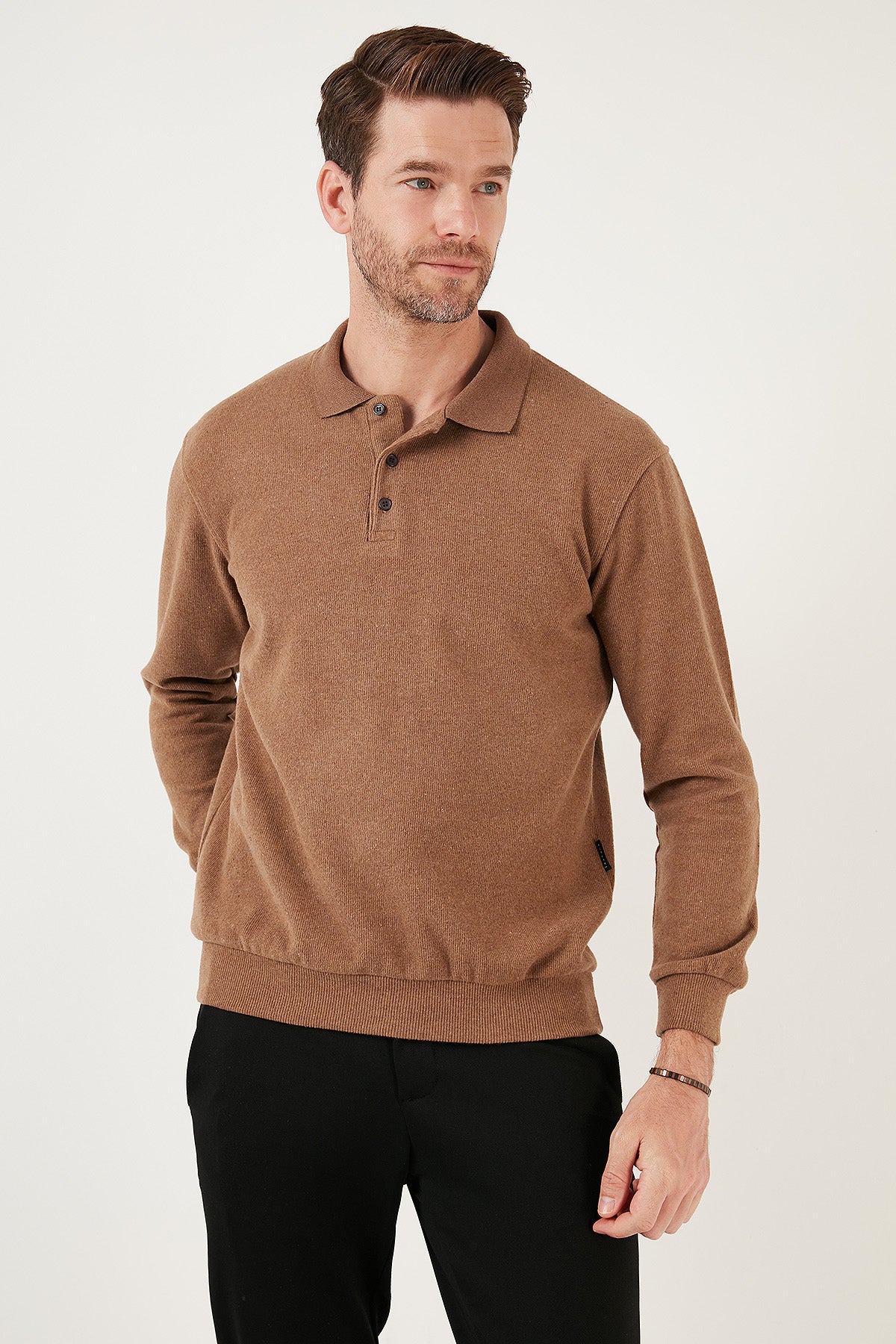 Buratti Pamuk Karışımlı Regular Fit Polo Yaka Erkek Kazak 456223 CAMEL