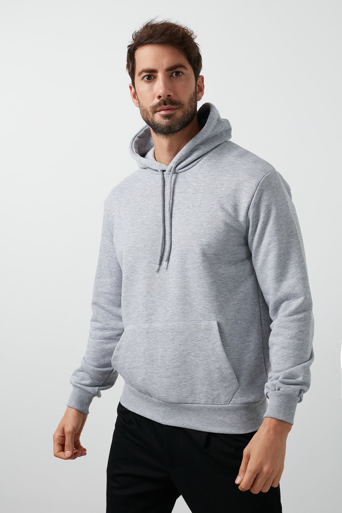 Buratti Pamuklu Kanguru Cepli Kapüşonlu Erkek Sweat 541HOODIE AÇIK GRİ