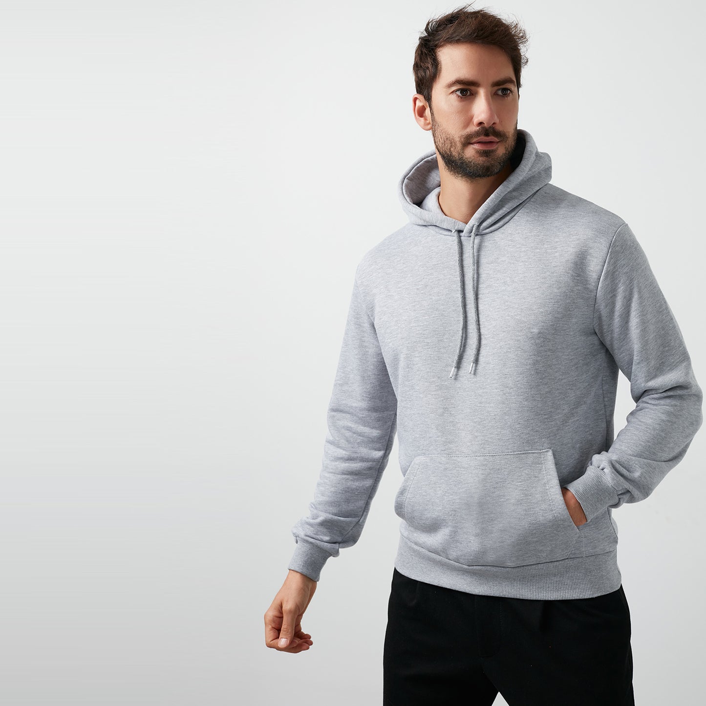 Buratti Pamuklu Kanguru Cepli Kapüşonlu Erkek Sweat 541HOODIE AÇIK GRİ