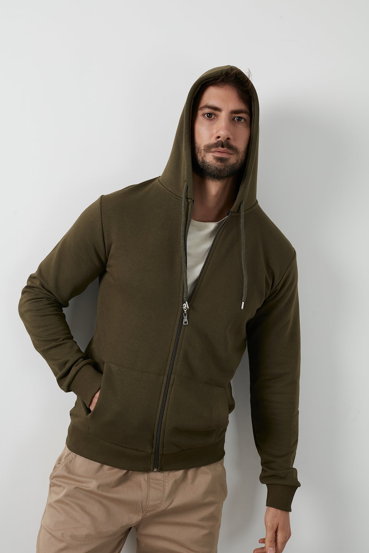 Buratti Regular Fit Kapüşonlu Fermuarlı Cepli Pamuklu Erkek Sweat 541ZIPHOODIE HAKİ