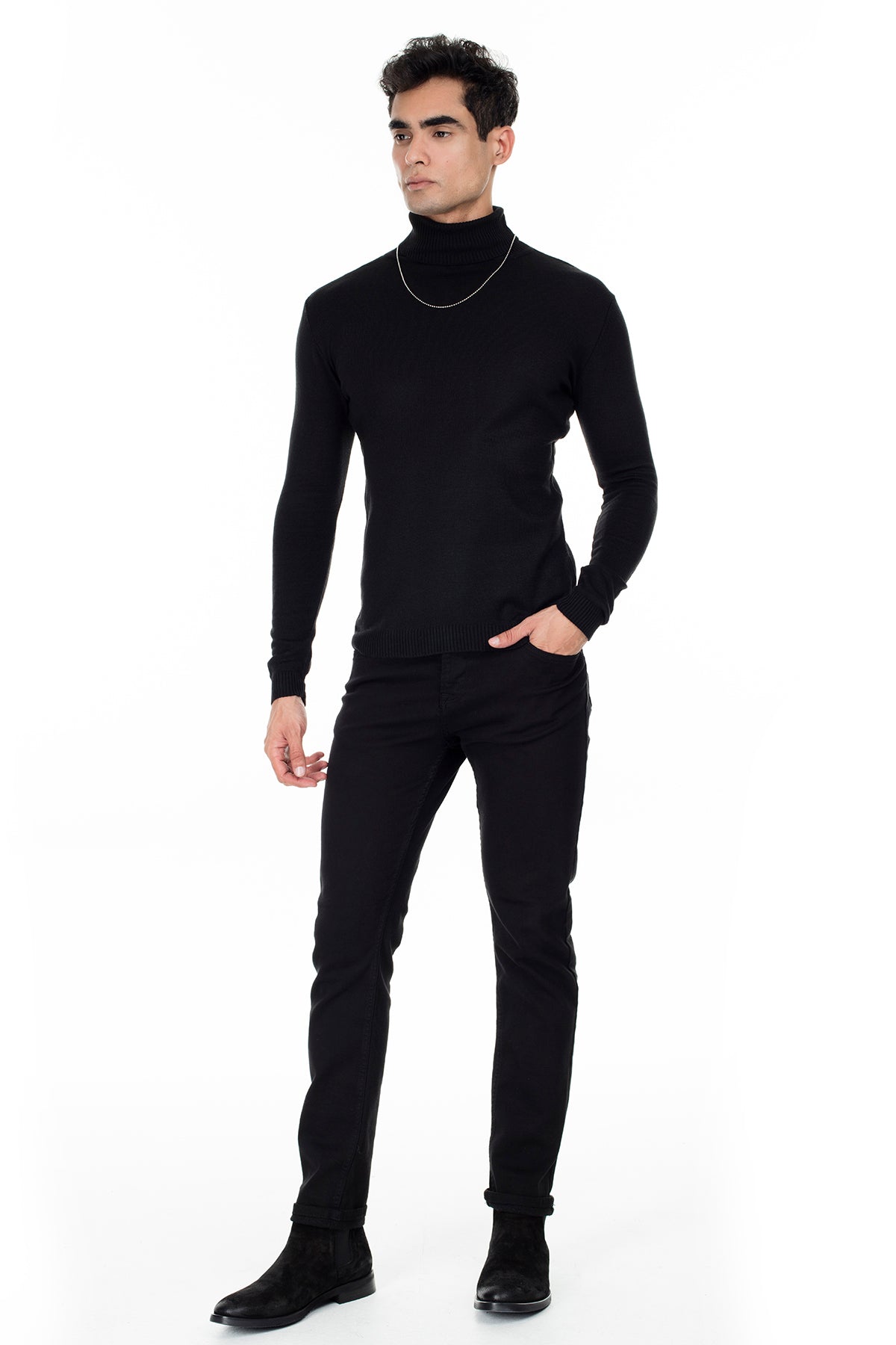 Buratti Balıkçı Yaka Slim Fit Triko Erkek Kazak 549T006 SİYAH