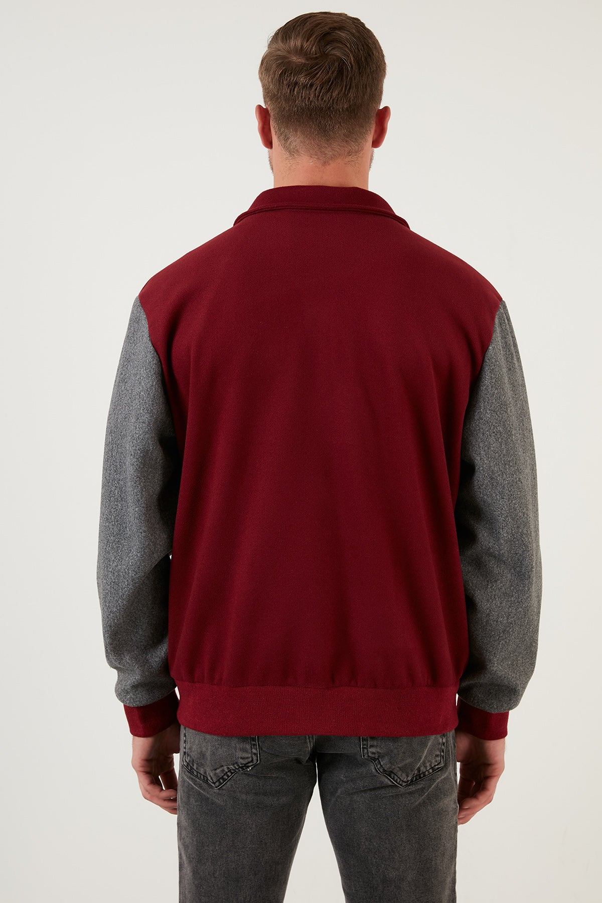 Buratti Armalı Fermuarlı Regular Fit Bomber Erkek Mont 5715896 BORDO