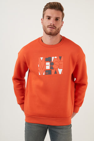 Buratti Pamuklu Oversize İçi Tüylü Yumuşak Şardonlu Erkek Sweat 572METAVERSE ORANGE