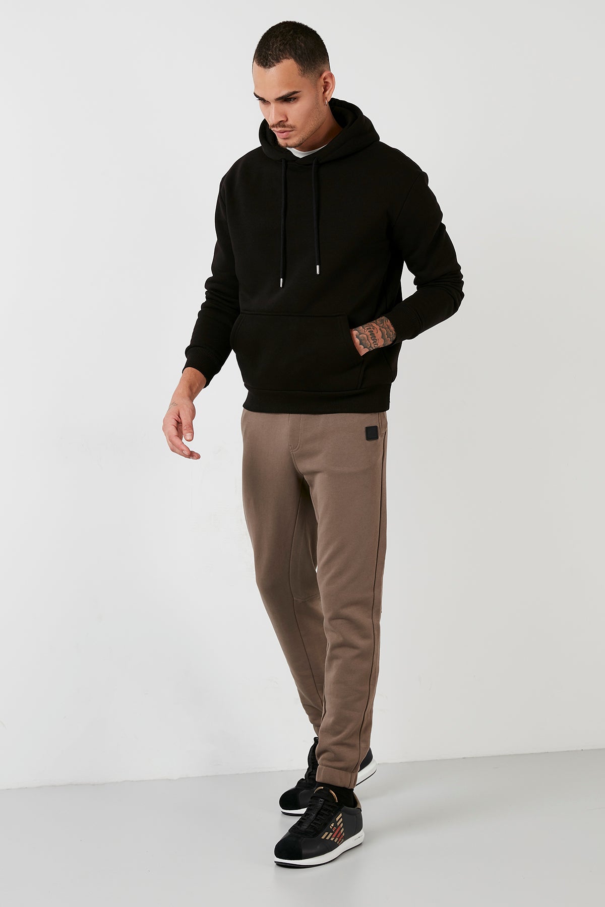 Buratti Kanguru Cepli Şardonlu Extra Slim Fit Kışlık Erkek Sweat 5827002 SİYAH