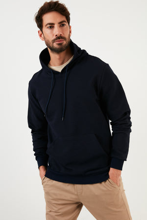 Buratti Pamuklu Kapüşonlu Kanguru Cepli Slim Fit Erkek Sweat 5896598 LACİVERT