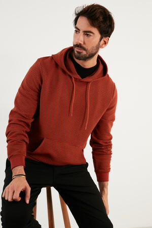 Buratti Pamuklu Kapüşonlu Kanguru Cepli Slim Fit Erkek Sweat 5896598 KİREMİT