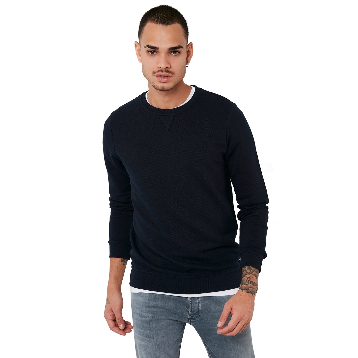 Buratti % 100 Pamuk Bisiklet Yaka Basic Erkek Sweat 5905028 LACİVERT