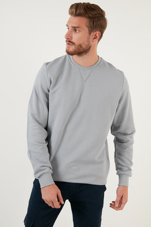 Buratti % 100 Pamuk Bisiklet Yaka Basic Erkek Sweat 5905028 AÇIK GRİ