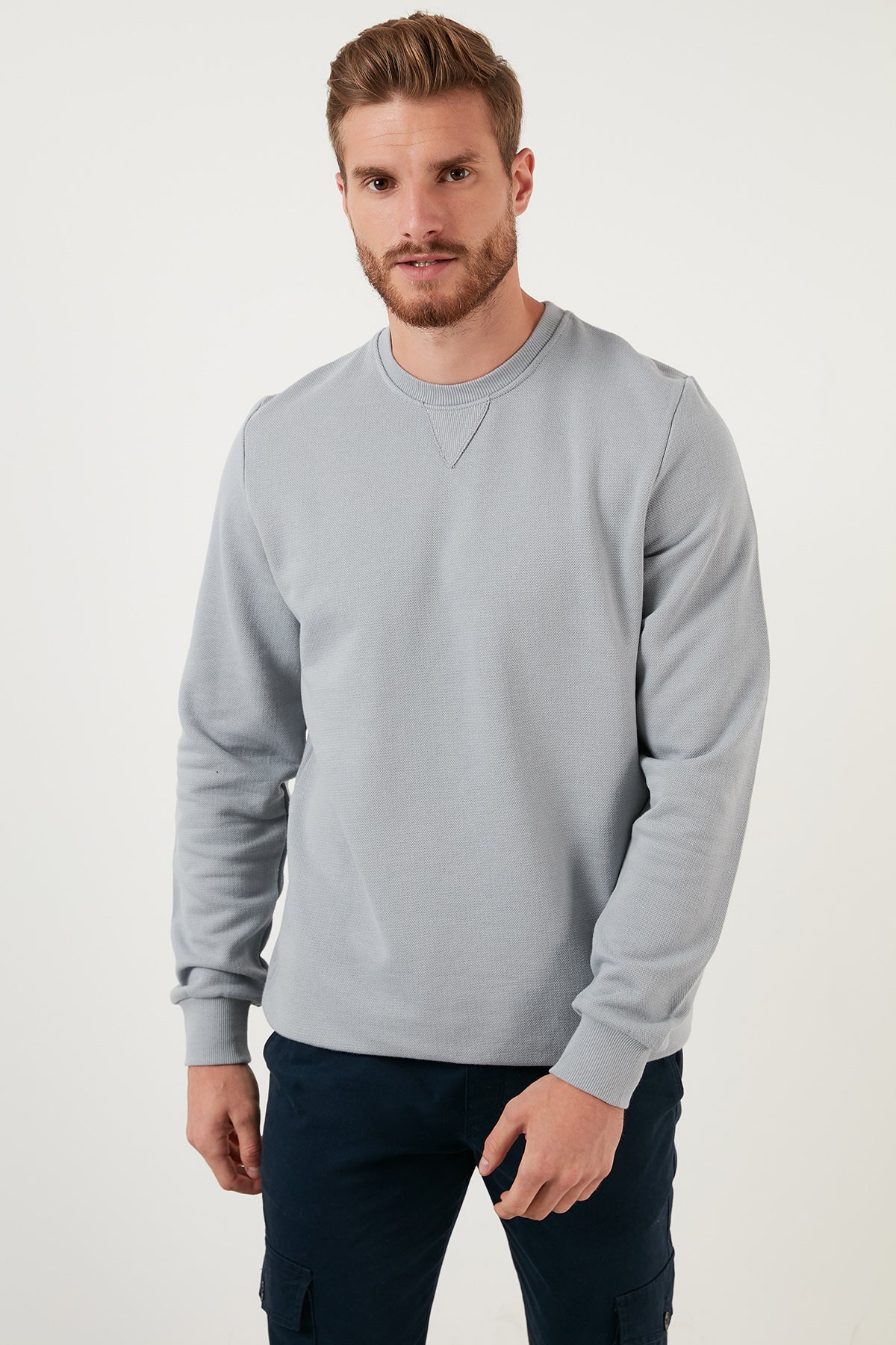 Buratti % 100 Pamuk Bisiklet Yaka Basic Erkek Sweat 5905028 AÇIK GRİ