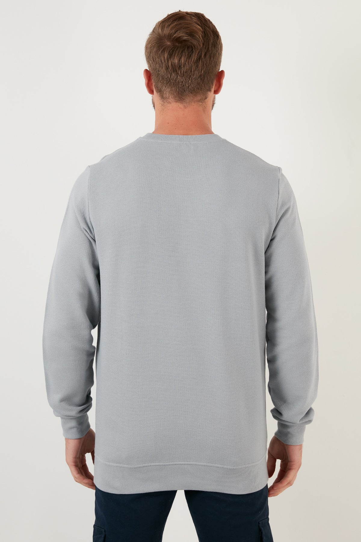 Buratti % 100 Pamuk Bisiklet Yaka Basic Erkek Sweat 5905028 AÇIK GRİ