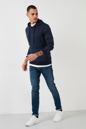 Buratti Pamuklu Kapüşonlu Kanguru Cepli Slim Fit Erkek Sweat 5905031 İNDİGO