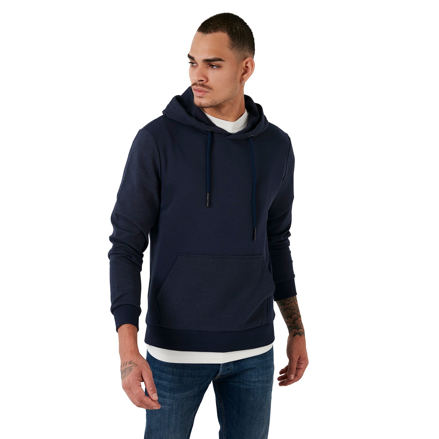 Buratti Pamuklu Kapüşonlu Kanguru Cepli Slim Fit Erkek Sweat 5905031 İNDİGO