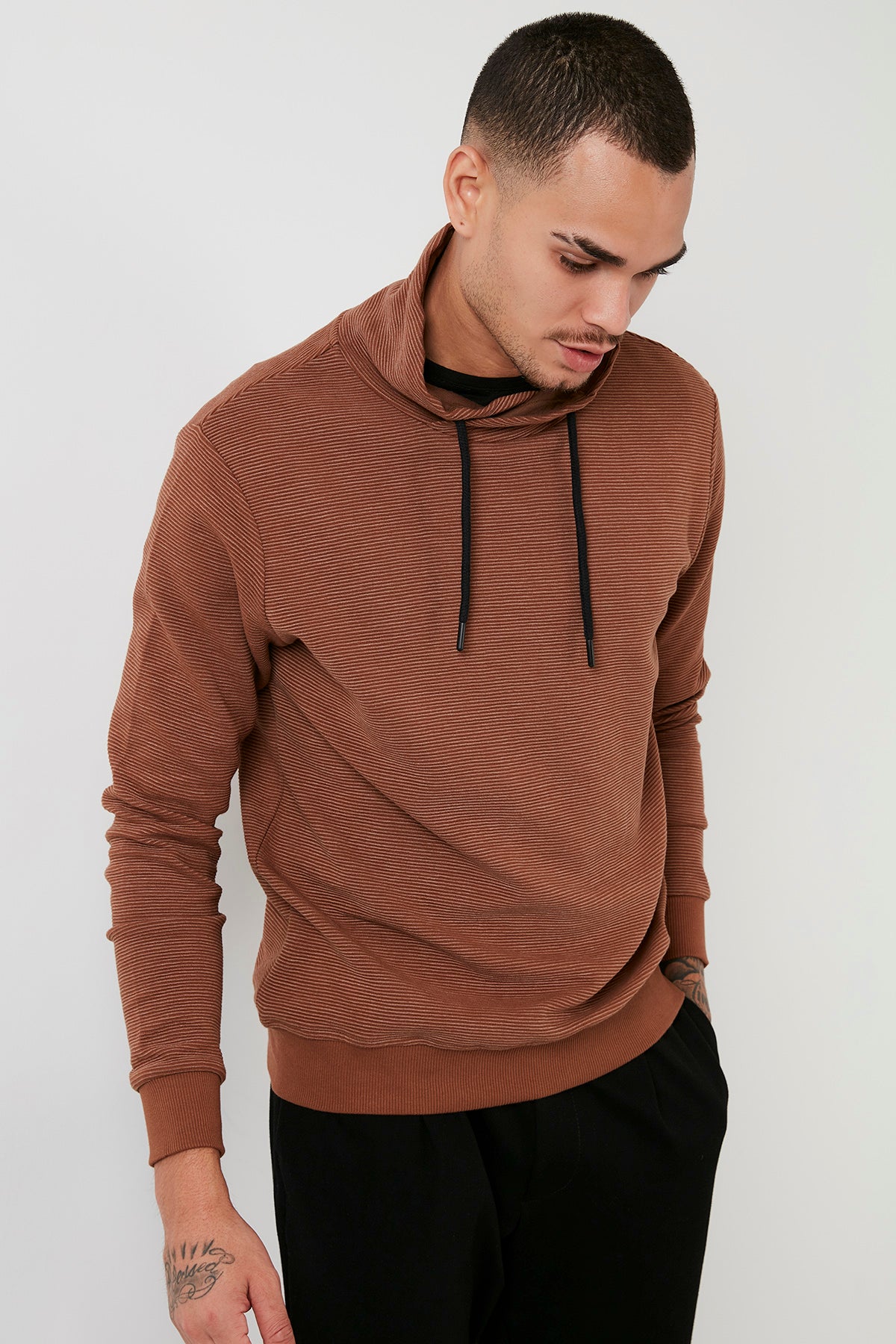 Buratti Pamuklu Dik Yaka Slim Fit Erkek Sweat 5905032 VİZON