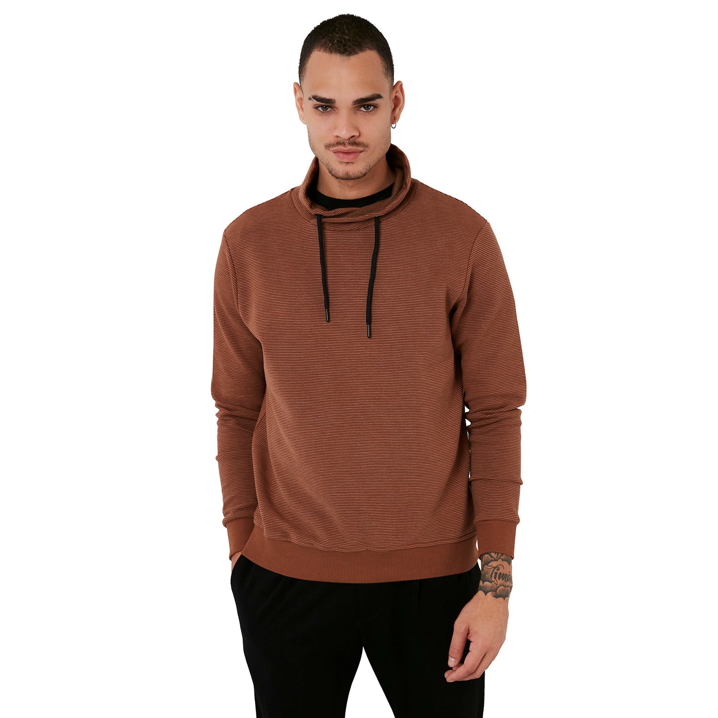 Buratti Pamuklu Dik Yaka Slim Fit Erkek Sweat 5905032 VİZON