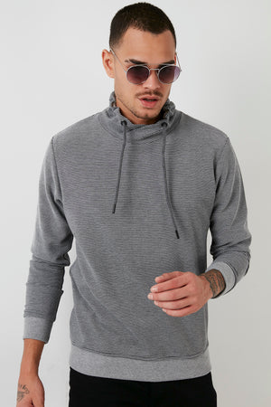 Buratti Pamuklu Dik Yaka Slim Fit Erkek Sweat 5905032 GRİ MELANJ