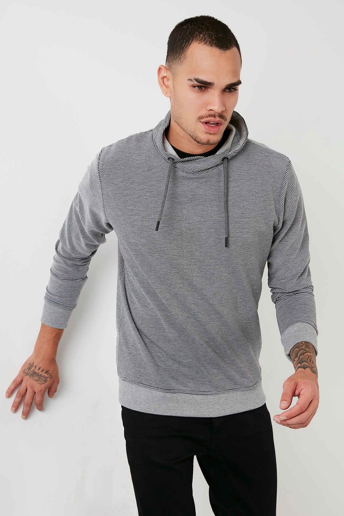 Buratti Pamuklu Dik Yaka Slim Fit Erkek Sweat 5905032 GRİ MELANJ