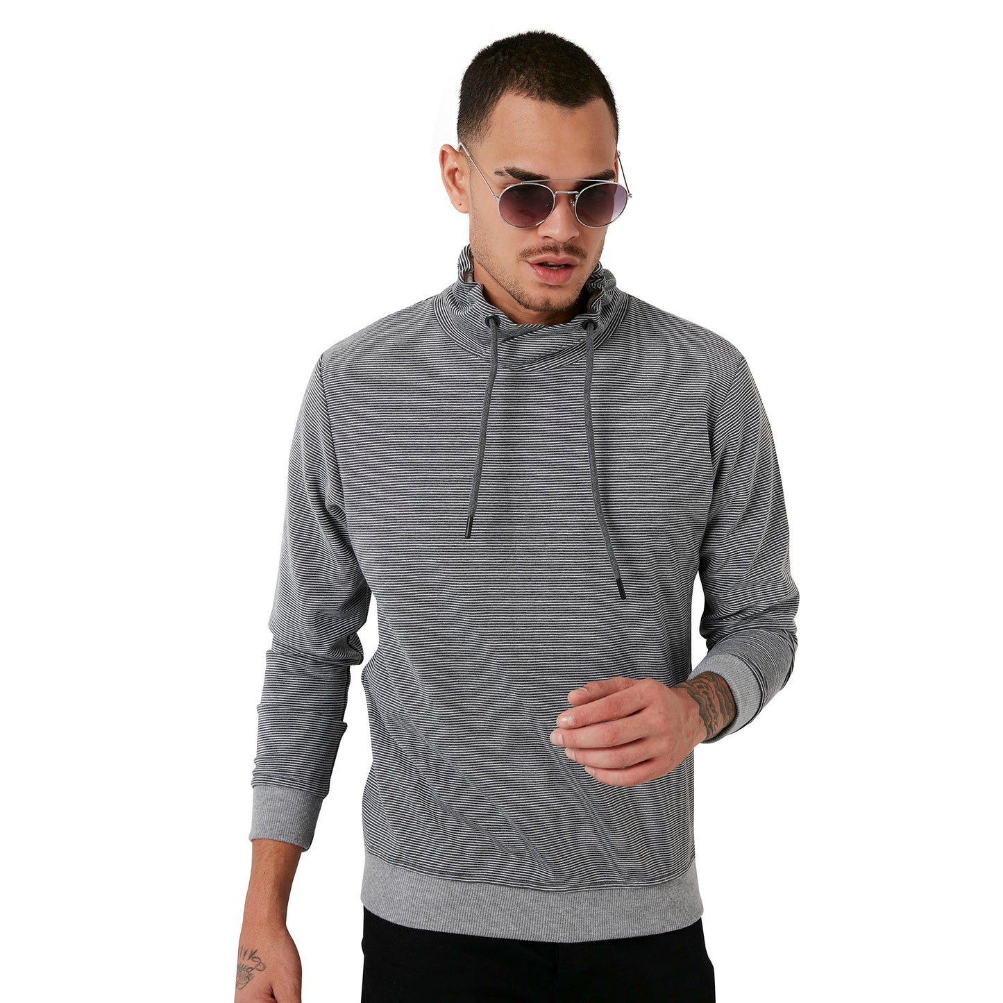 Buratti Pamuklu Dik Yaka Slim Fit Erkek Sweat 5905032 GRİ MELANJ