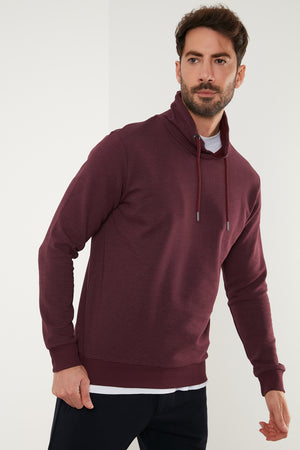 Buratti Pamuklu Dik Yaka Slim Fit Erkek Sweat 5905032 VİŞNE