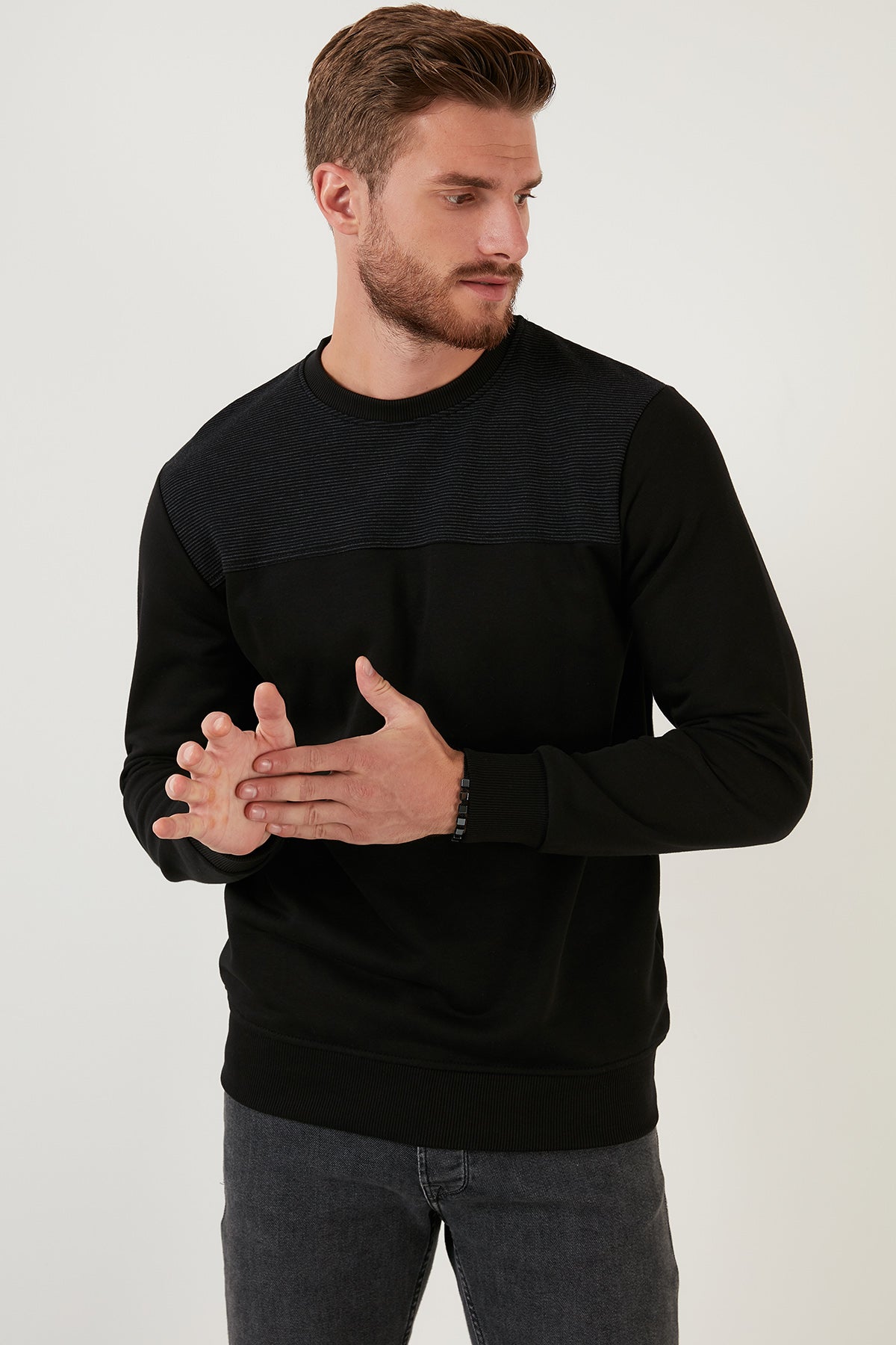 Buratti Pamuklu Bisiklet Yaka Slim Fit Erkek Sweat 5905033 SİYAH