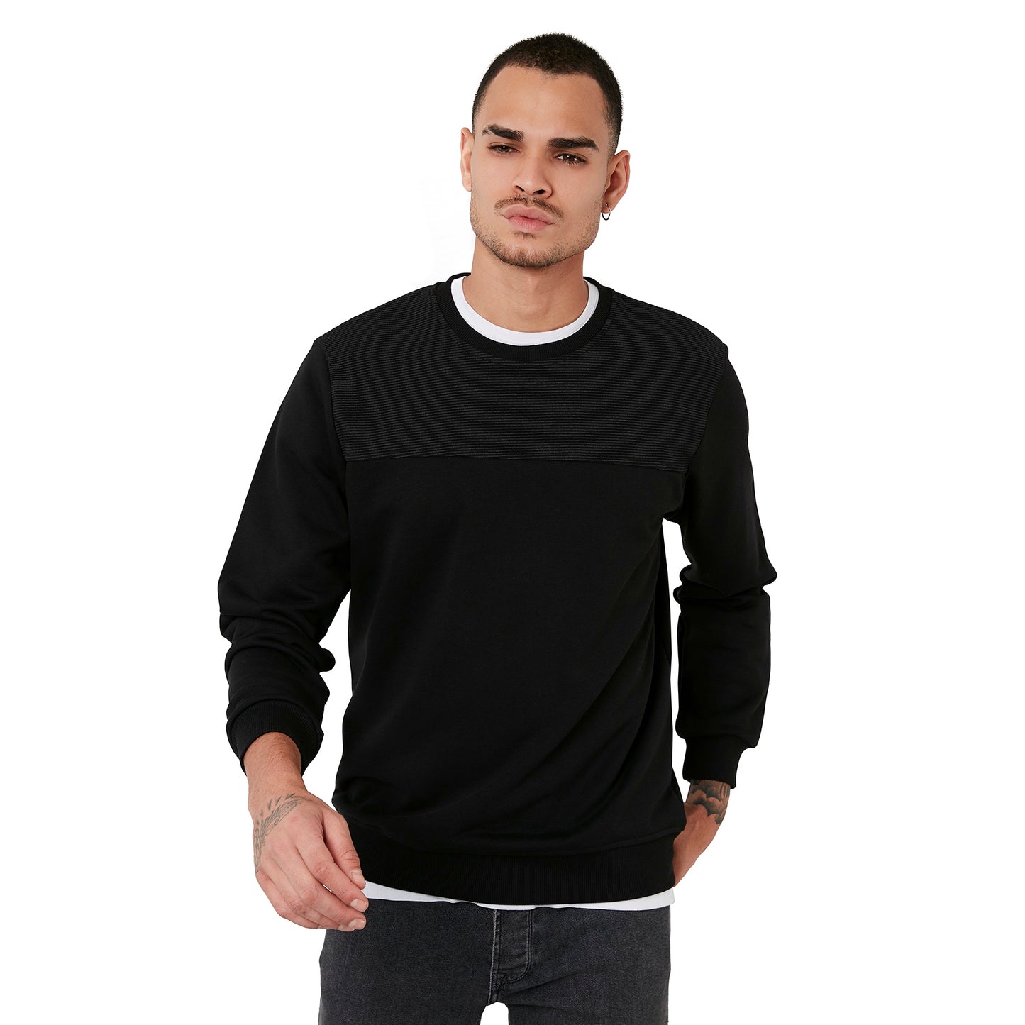 Buratti Pamuklu Bisiklet Yaka Slim Fit Erkek Sweat 5905033 SİYAH