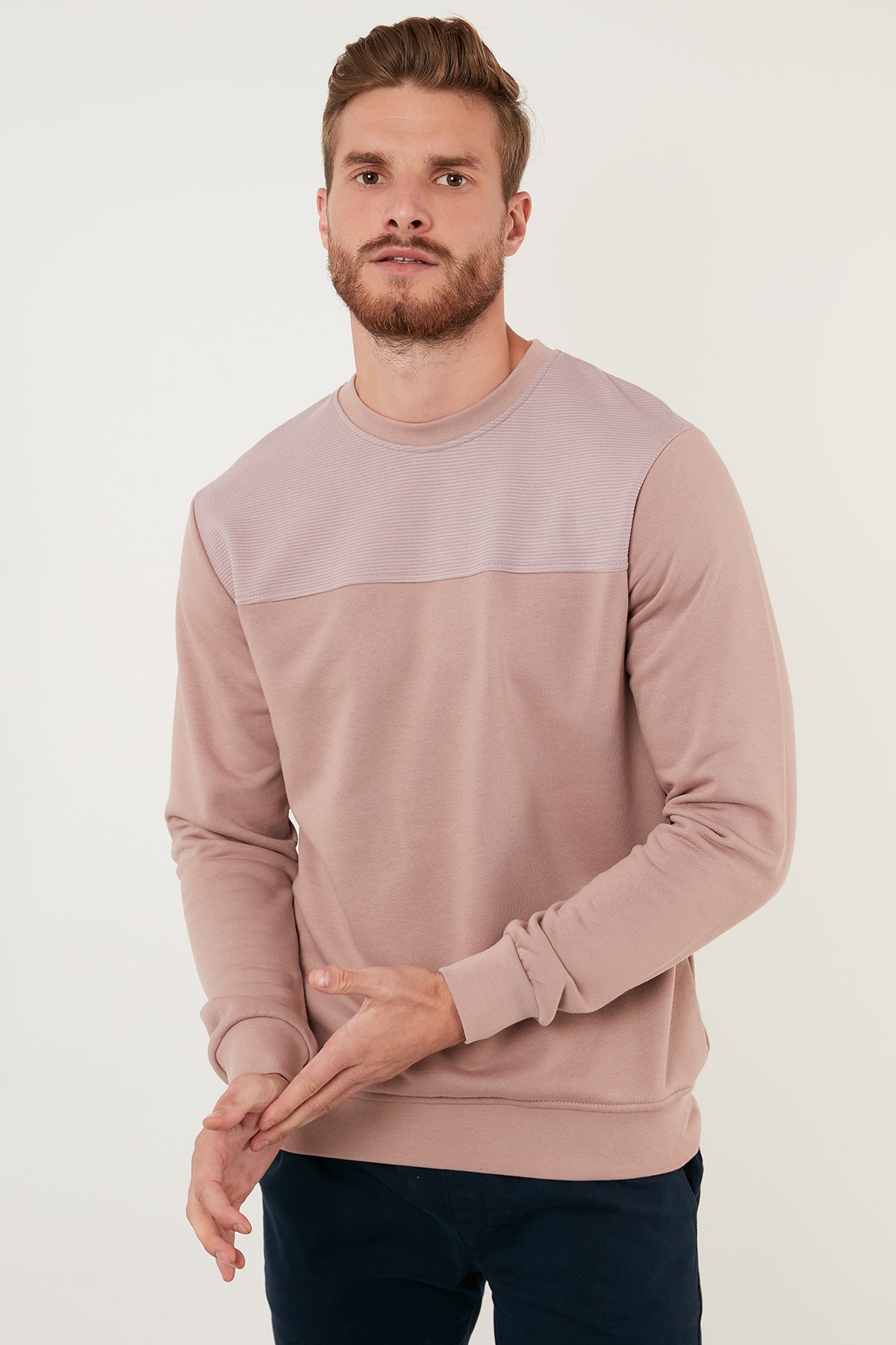 Buratti Pamuklu Bisiklet Yaka Slim Fit Erkek Sweat 5905033 GÜL PEMBE