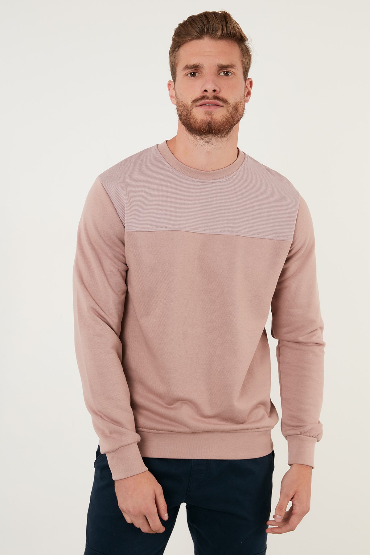 Buratti Pamuklu Bisiklet Yaka Slim Fit Erkek Sweat 5905033 GÜL PEMBE