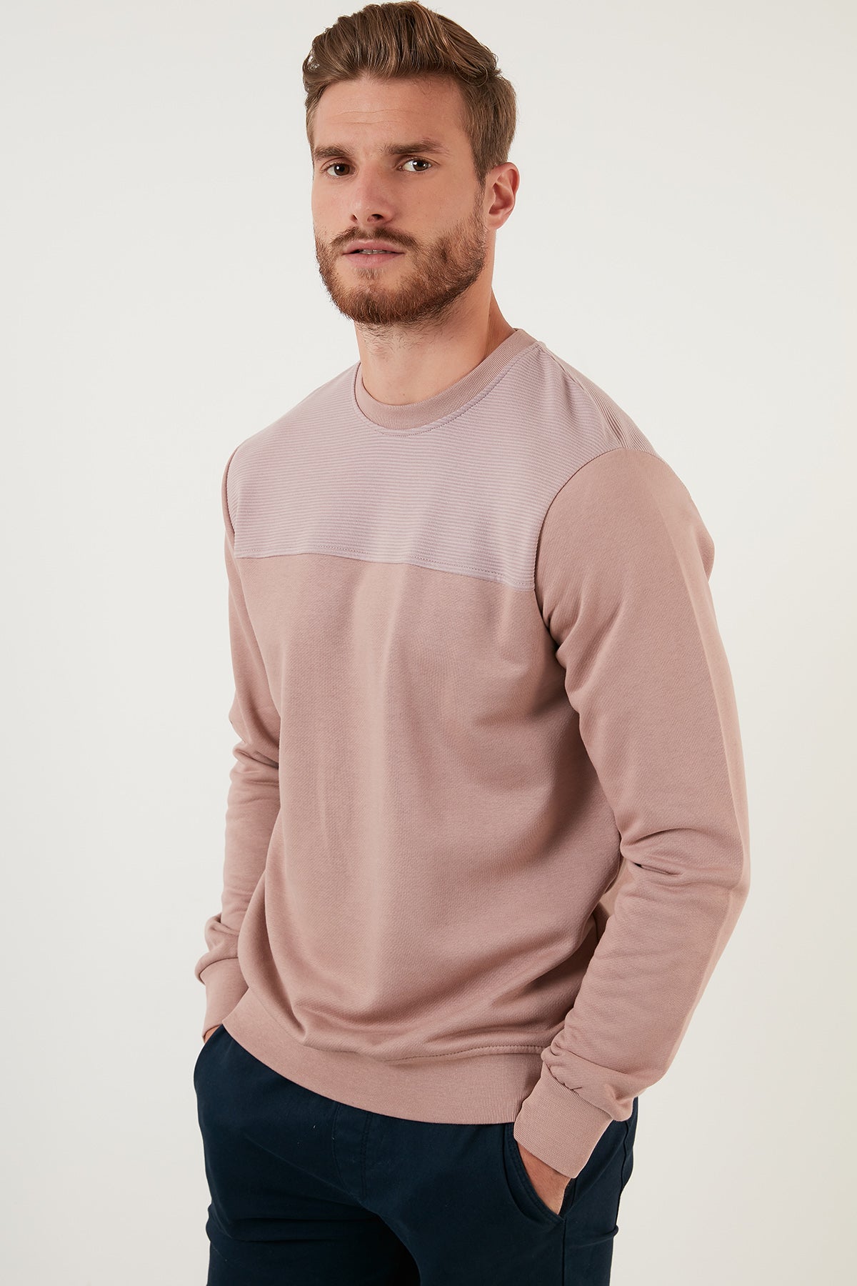 Buratti Pamuklu Bisiklet Yaka Slim Fit Erkek Sweat 5905033 GÜL PEMBE