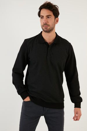 Buratti Pamuklu Regular Fit Polo Yaka Erkek Sweat 5905040 SİYAH