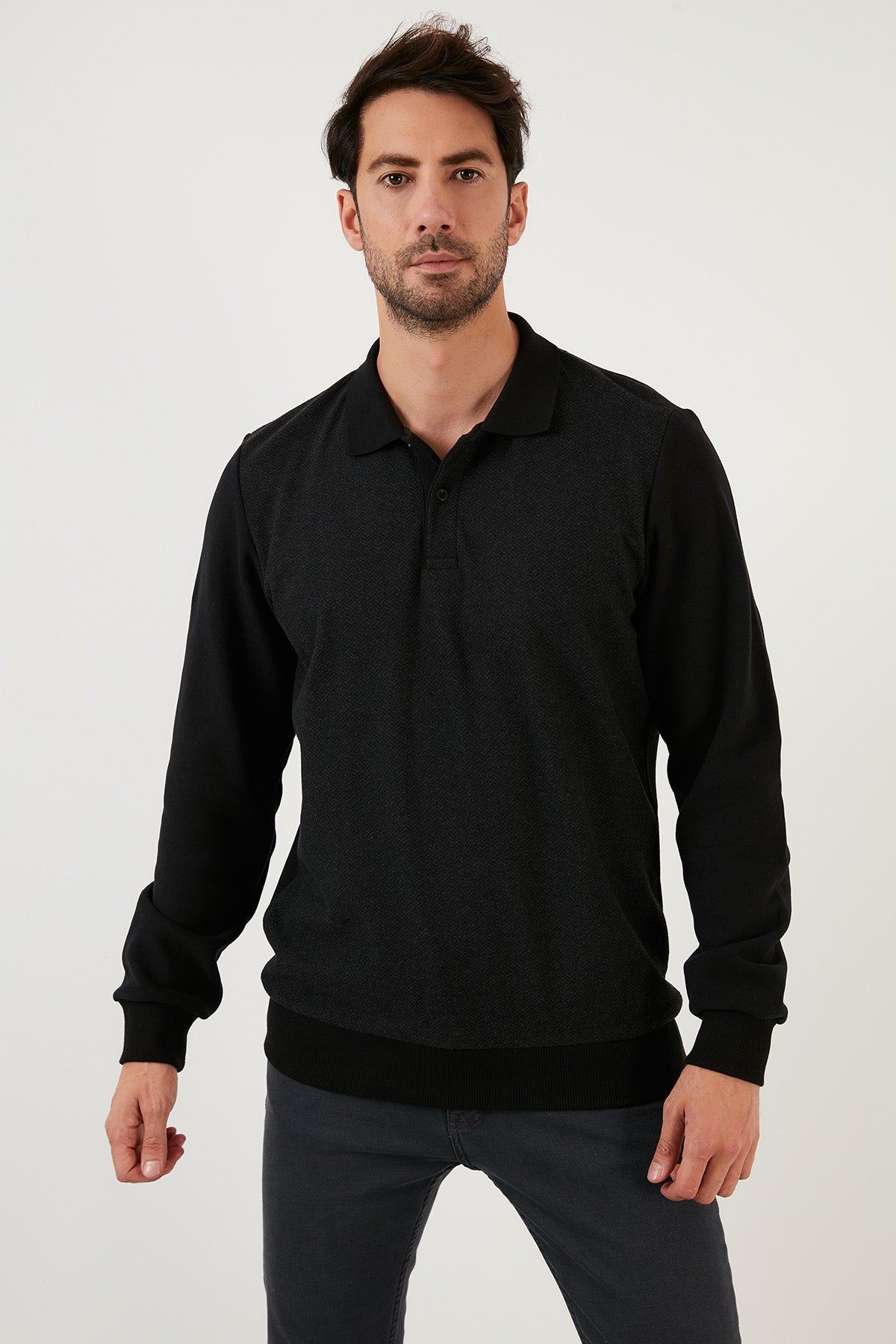 Buratti Pamuklu Regular Fit Polo Yaka Erkek Sweat 5905040 SİYAH