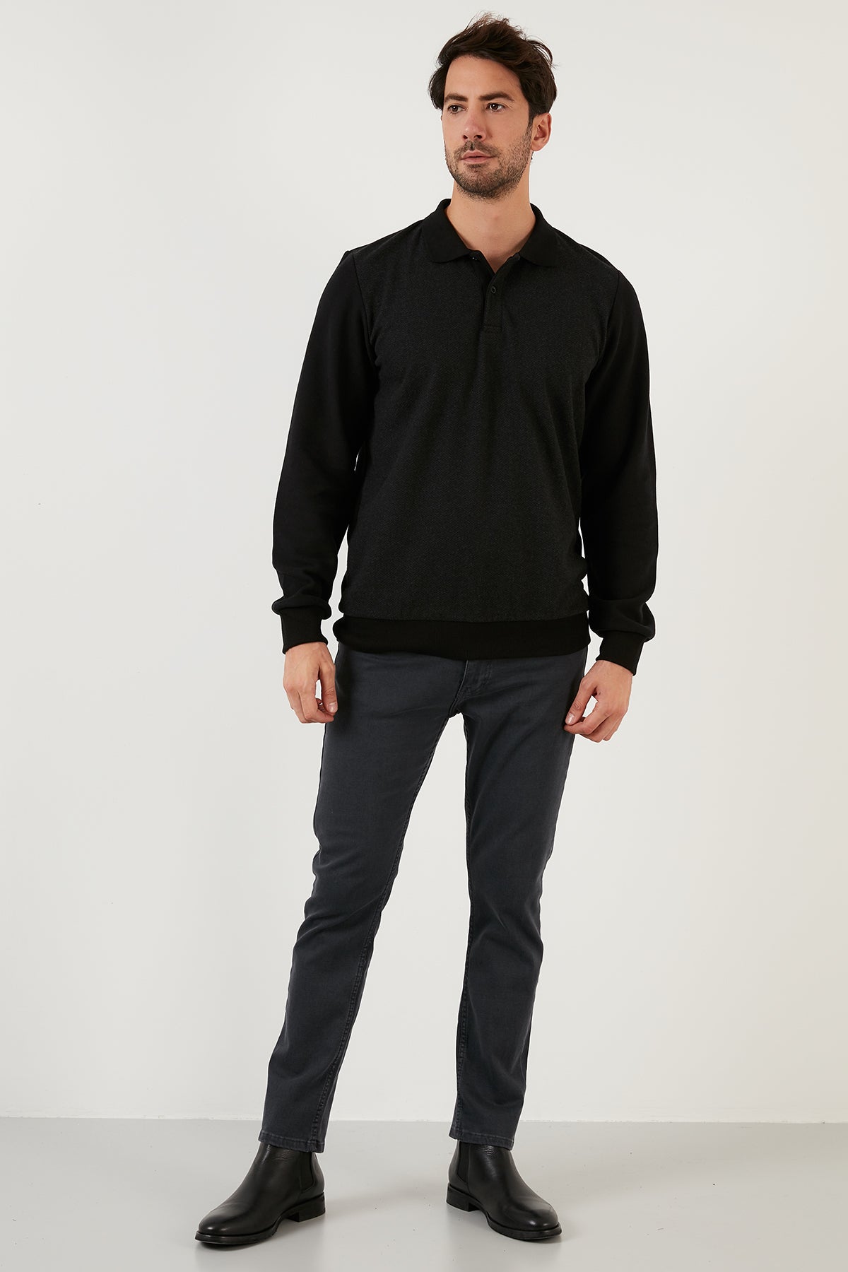 Buratti Pamuklu Regular Fit Polo Yaka Erkek Sweat 5905040 SİYAH