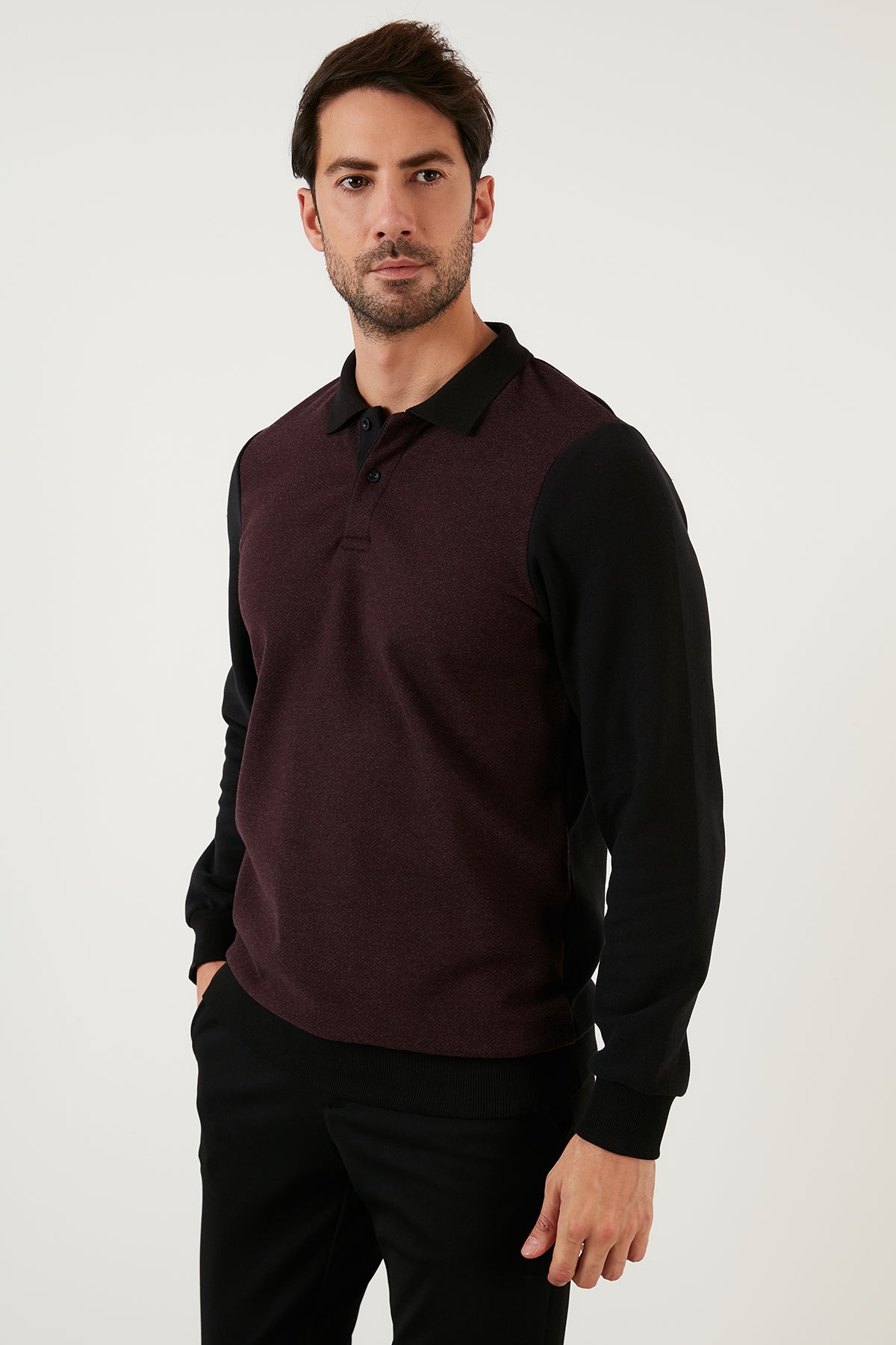 Buratti Pamuklu Regular Fit Polo Yaka Erkek Sweat 5905040 BORDO