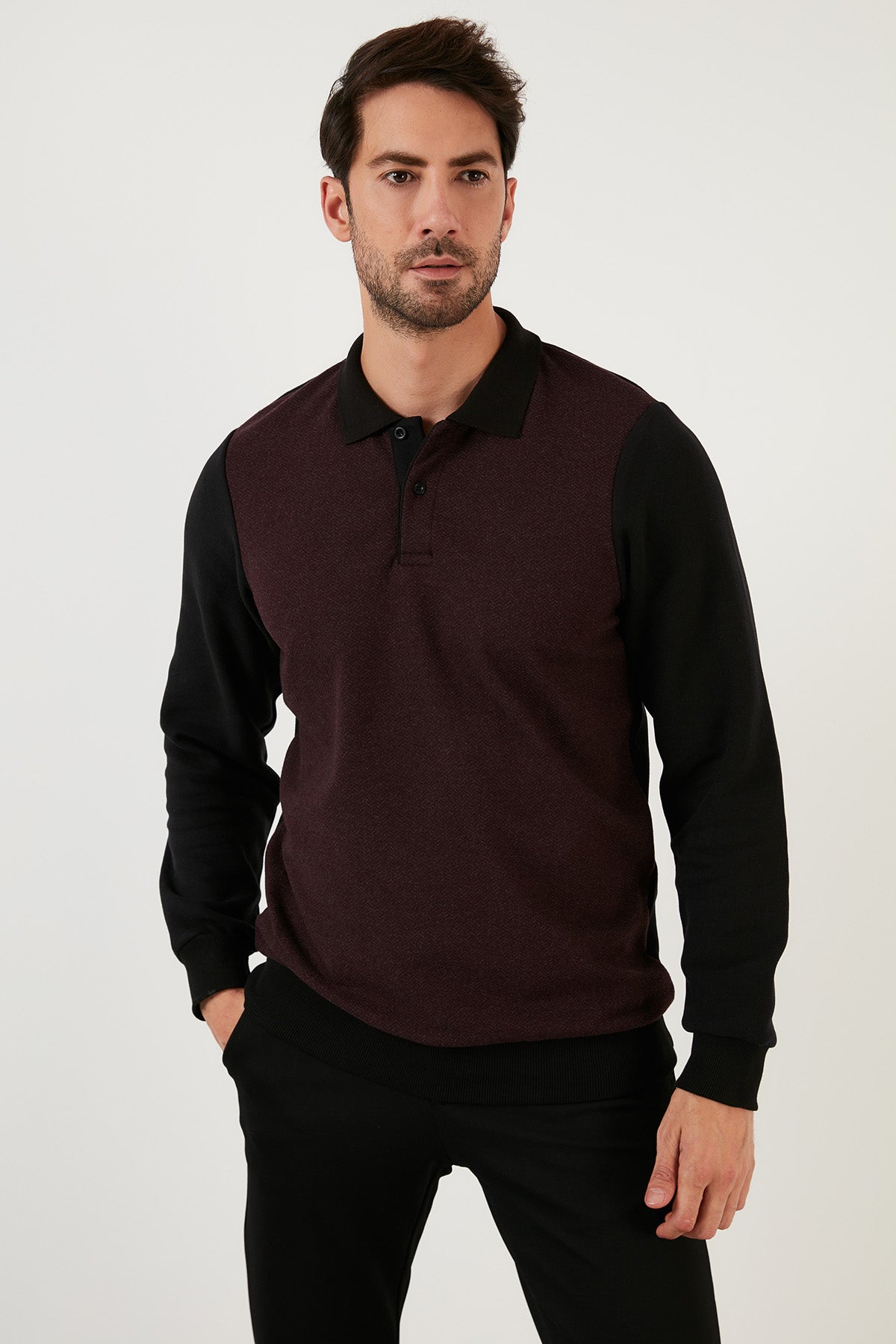 Buratti Pamuklu Regular Fit Polo Yaka Erkek Sweat 5905040 BORDO