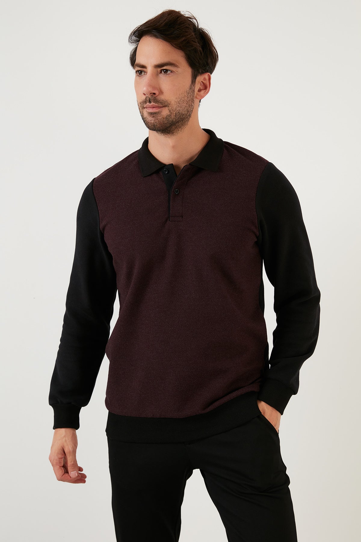 Buratti Pamuklu Regular Fit Polo Yaka Erkek Sweat 5905040 BORDO