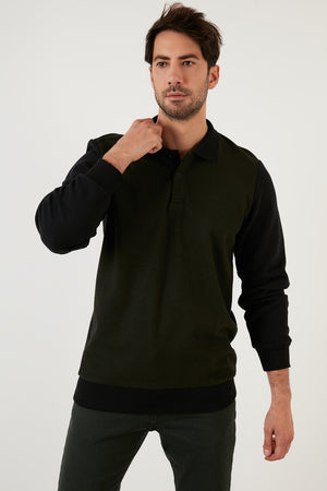 Buratti Pamuklu Regular Fit Polo Yaka Erkek Sweat 5905040 HAKİ