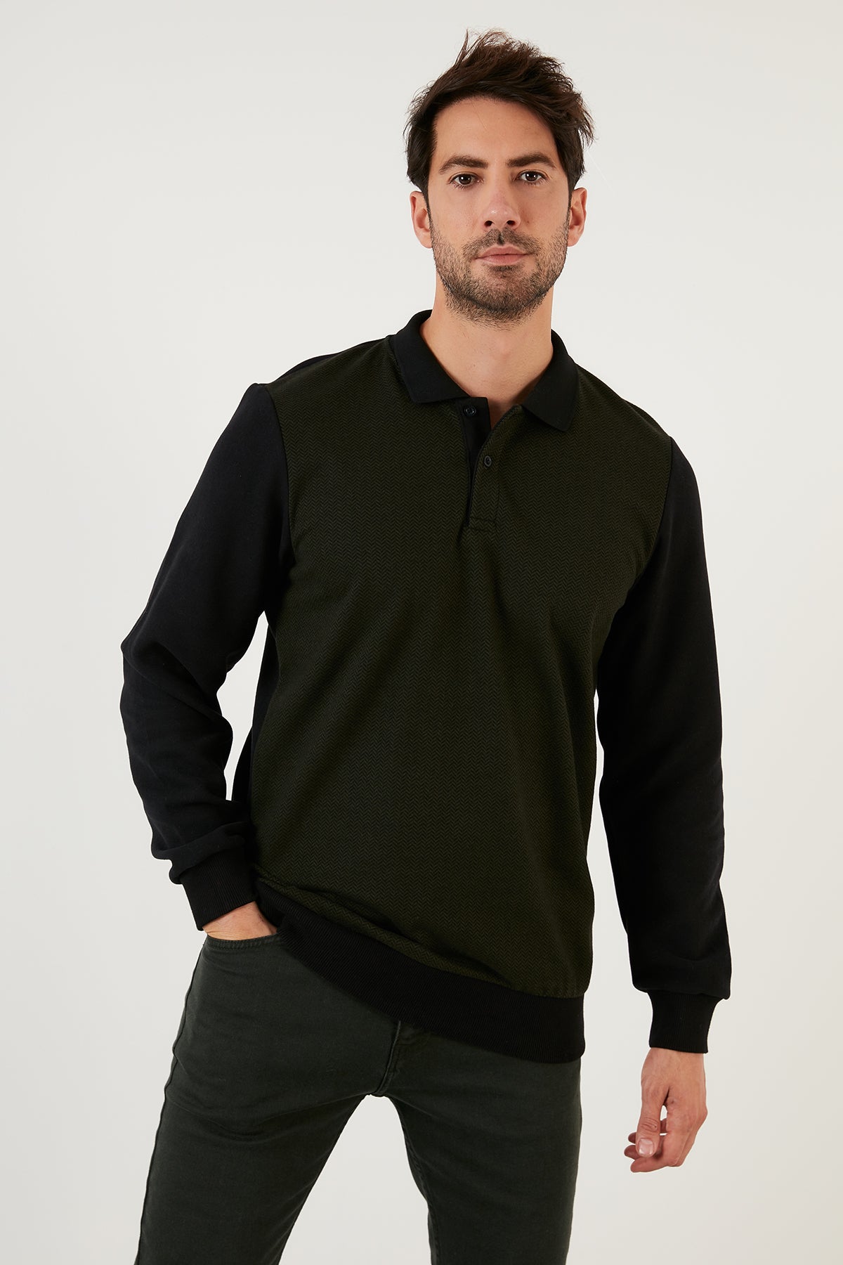 Buratti Pamuklu Regular Fit Polo Yaka Erkek Sweat 5905040 HAKİ