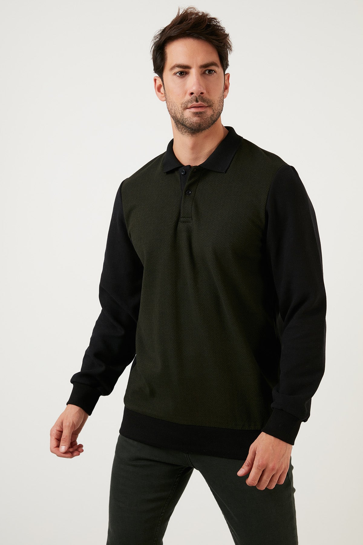 Buratti Pamuklu Regular Fit Polo Yaka Erkek Sweat 5905040 HAKİ