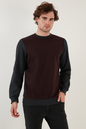 Buratti Pamuklu Regular Fit Bisiklet Yaka Erkek Sweat 5905041 BORDO