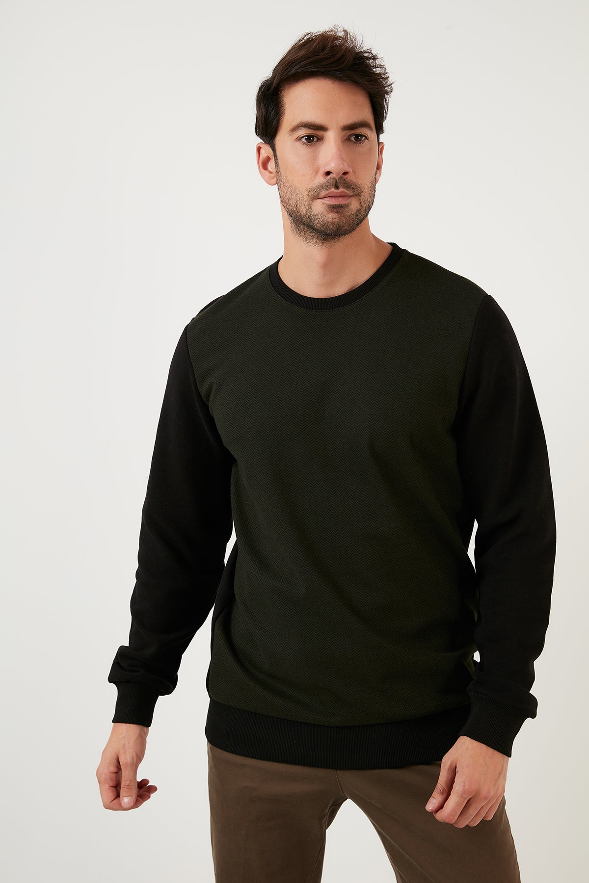 Buratti Pamuklu Regular Fit Bisiklet Yaka Erkek Sweat 5905041 HAKİ