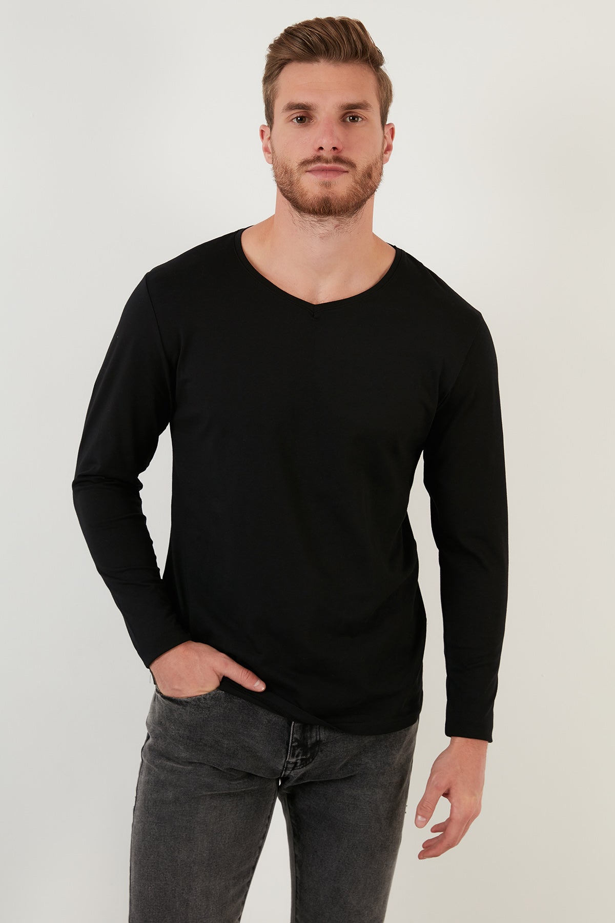 Buratti Pamuklu Bisiklet Yaka Slim Fit Basic Erkek Sweat 5905068 SİYAH