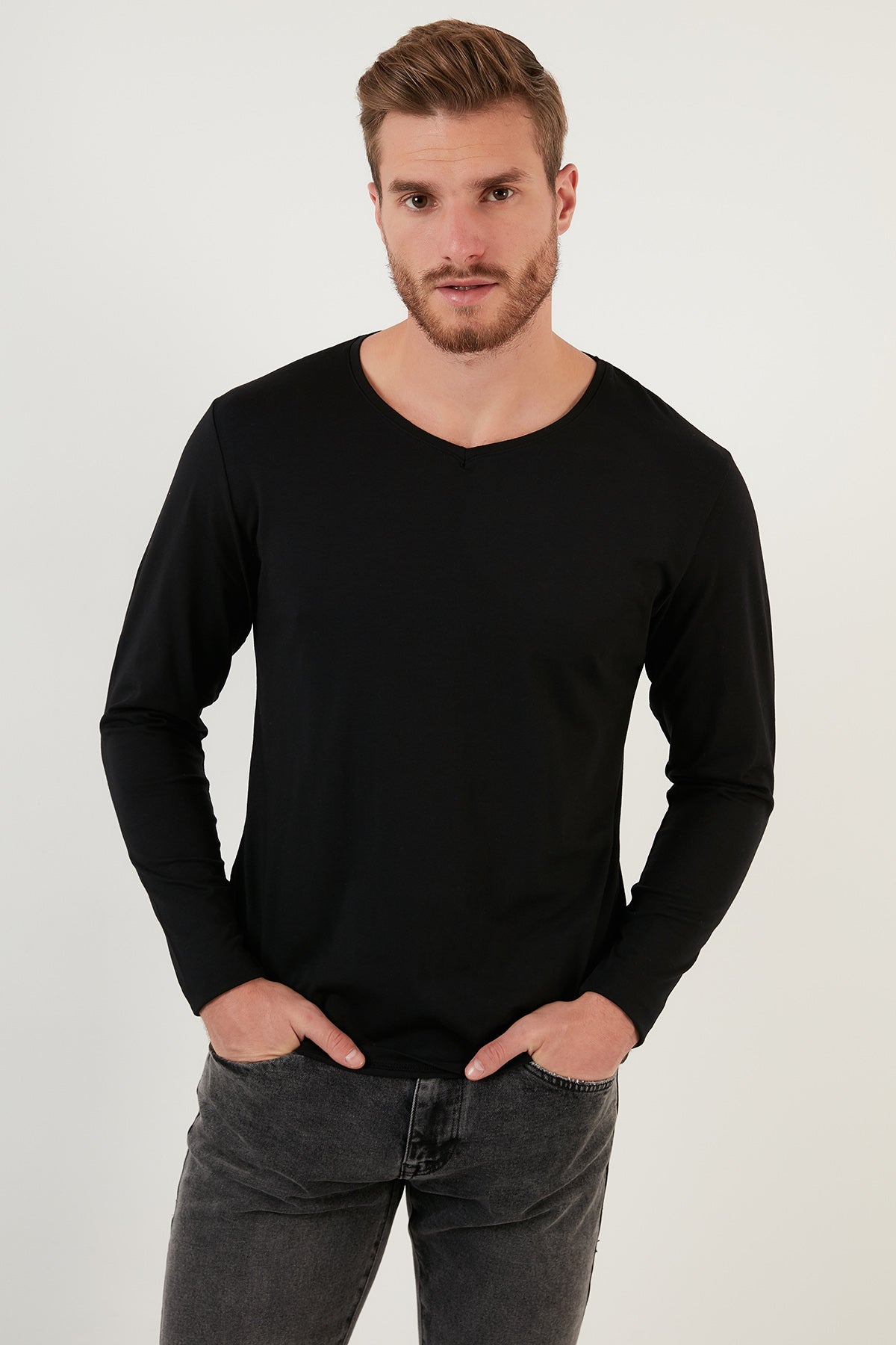 Buratti Pamuklu Bisiklet Yaka Slim Fit Basic Erkek Sweat 5905068 SİYAH