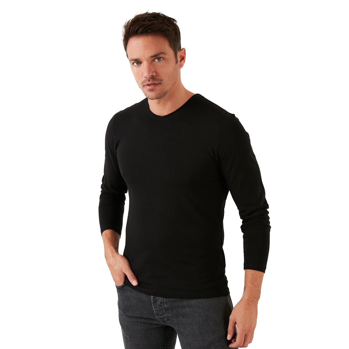 Buratti Pamuklu Bisiklet Yaka Slim Fit Basic Erkek Sweat 5905068 SİYAH