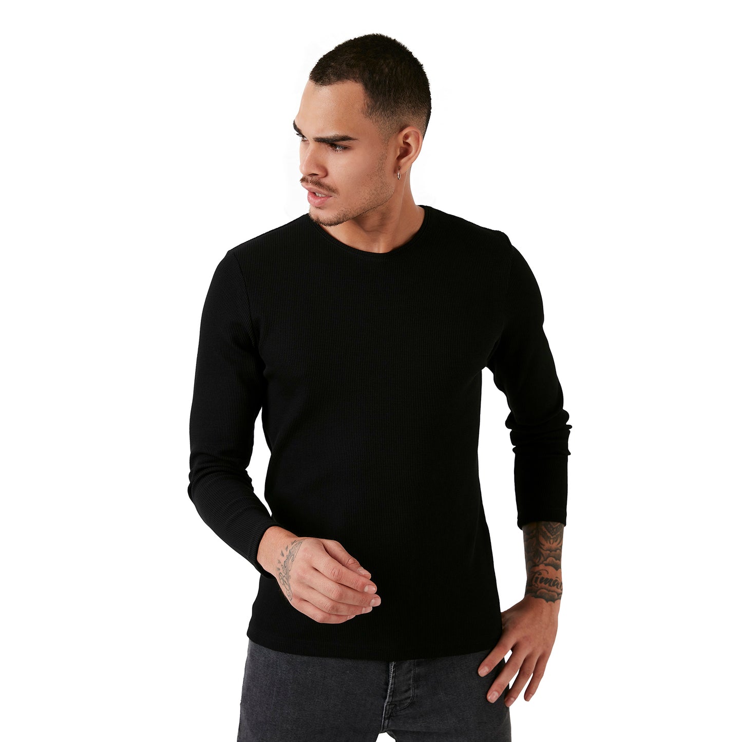 Buratti Pamuklu Bisiklet Yaka Slim Fit Basic Erkek Sweat 5905073 SİYAH