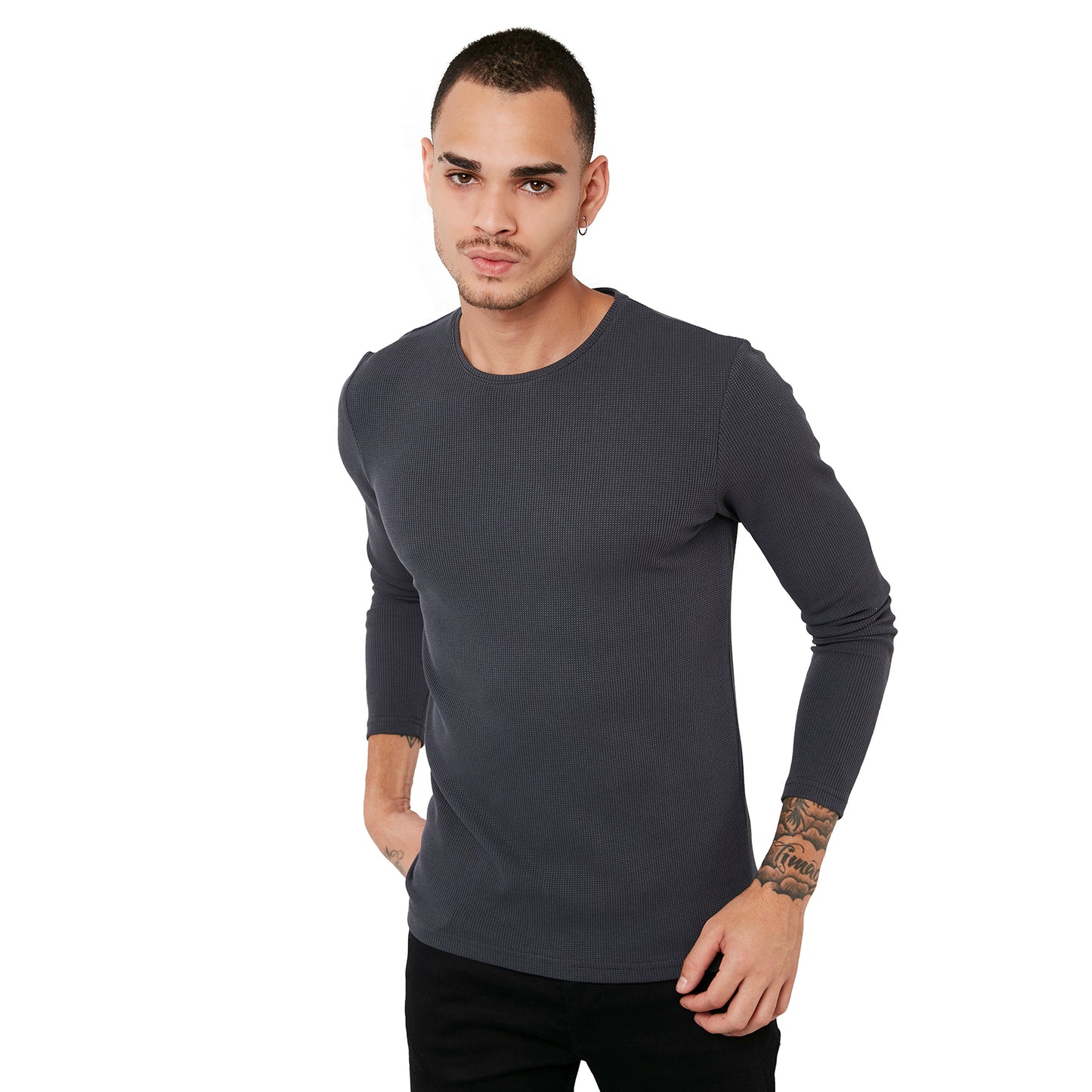 Buratti Pamuklu Bisiklet Yaka Slim Fit Basic Erkek Sweat 5905073 ANTRASİT