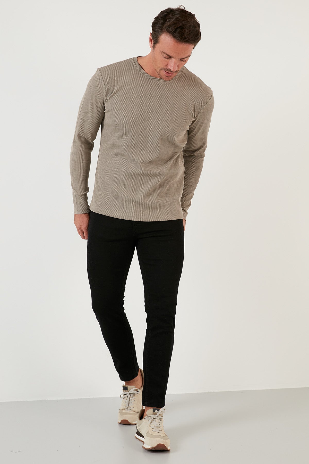 Buratti Pamuklu Bisiklet Yaka Slim Fit Basic Erkek Sweat 5905073 TAŞ