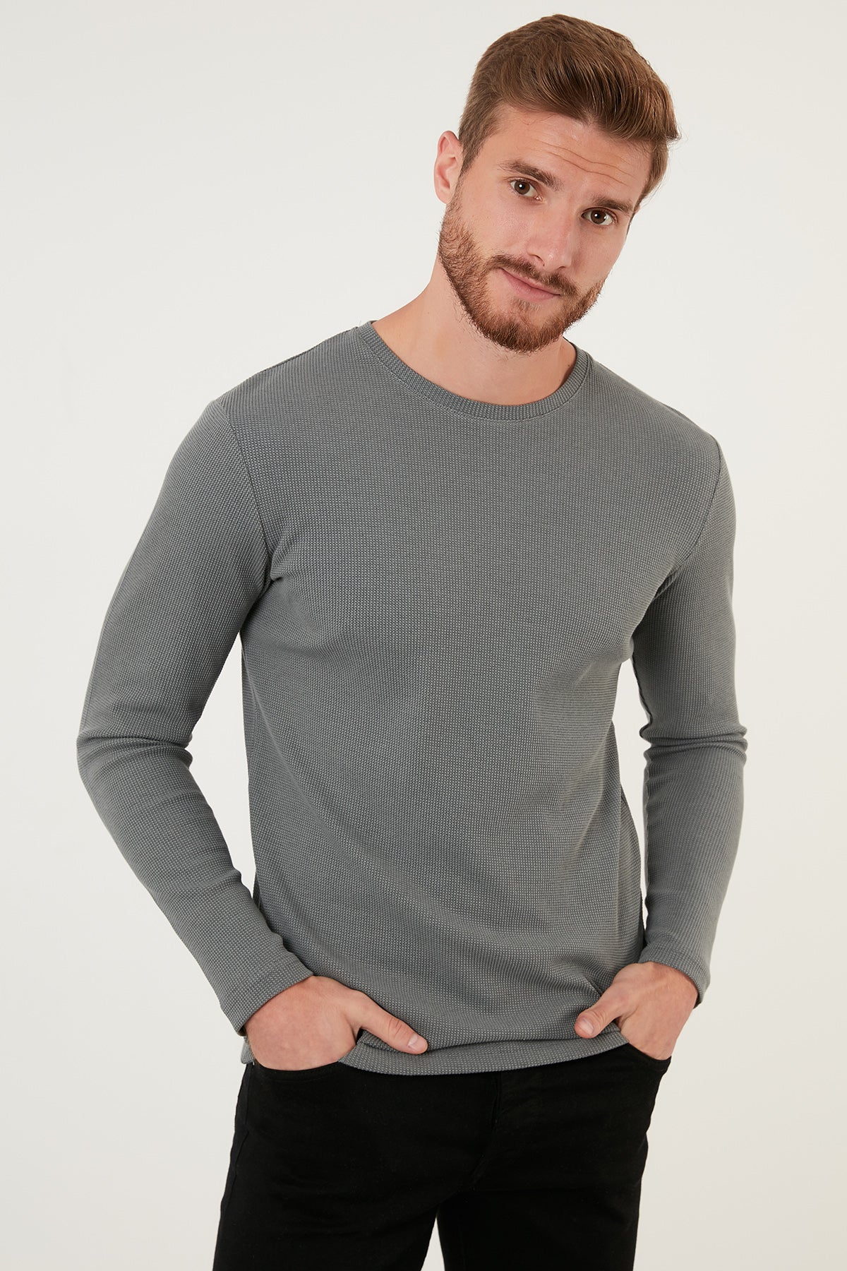 Buratti Pamuklu Bisiklet Yaka Slim Fit Basic Erkek Sweat 5905073 AÇIK HAKİ