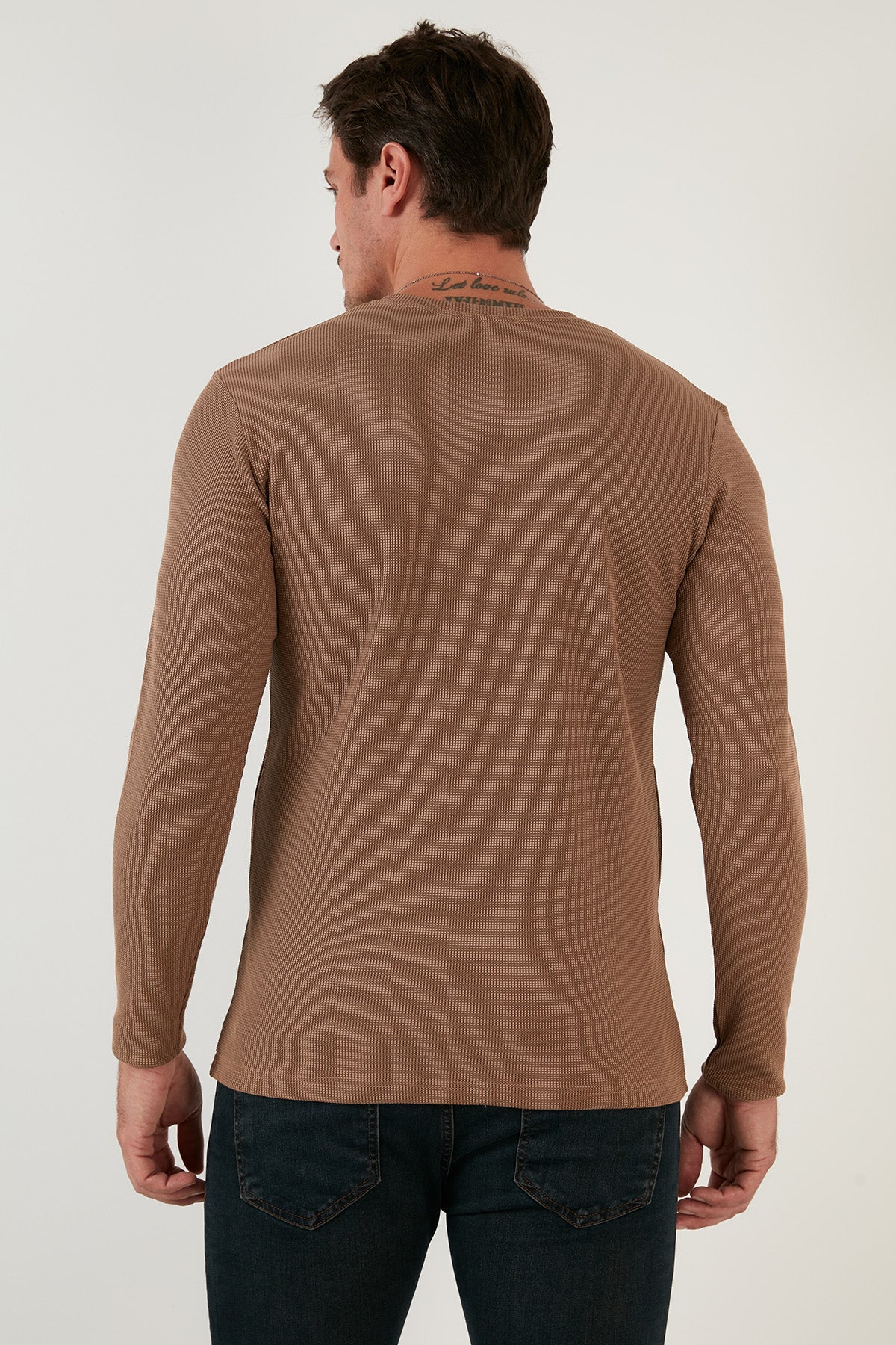 Buratti Pamuklu Bisiklet Yaka Slim Fit Basic Erkek Sweat 5905073 SAFARİ